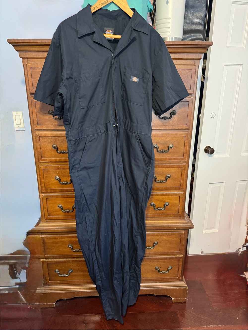 Dickies Black Short Sleeve Coveralls Jumpsuit L Utility Workwear Mechanic Gorpco